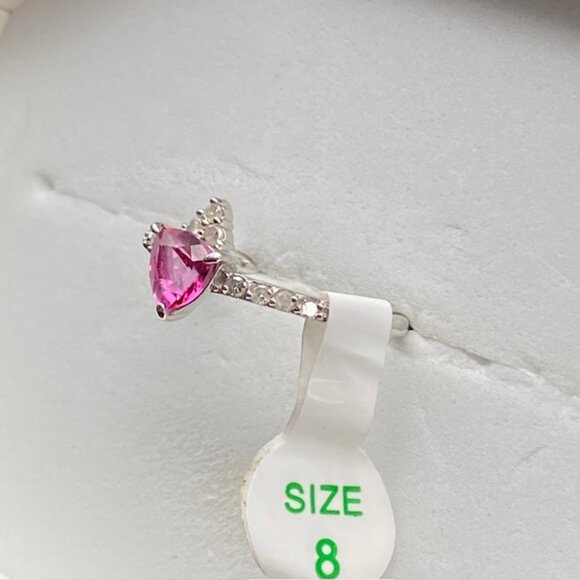 Genuine Pink Topaz & Genuine Diamond on .925 Sterling Silver Ring Size 8 - Picture 4 of 5
